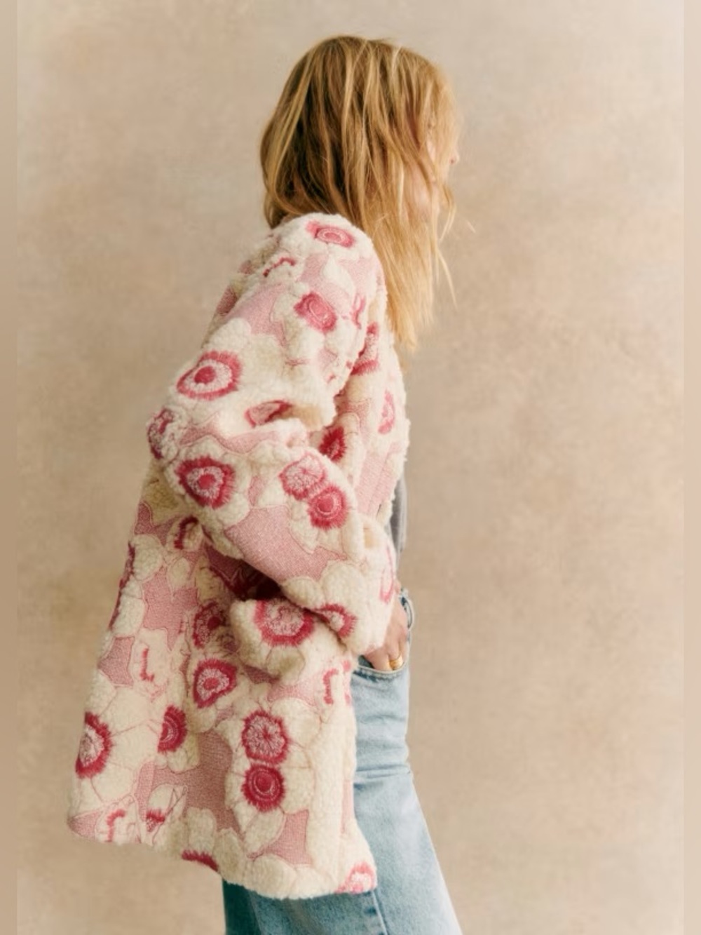 Sezane Nael rosewood ecru floral jacket
